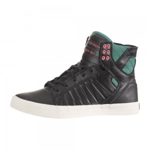 Supra SkyTop Men's High Tops Black Green | VQN-681390