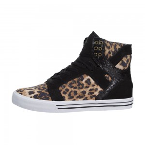 Supra SkyTop Men's High Tops Leopard Black | GQL-769231