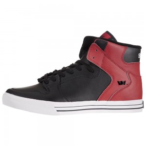 Supra Vaider Men's High Tops Black Burgundy | ISP-764235