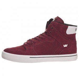 Supra Vaider Men's High Tops Burgundy White | TRM-247109