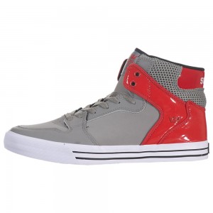 Supra Vaider Men's High Tops Grey Red | ETX-918230