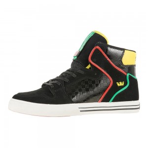 Supra Vaider Women's High Tops Black Yellow | QIP-697058