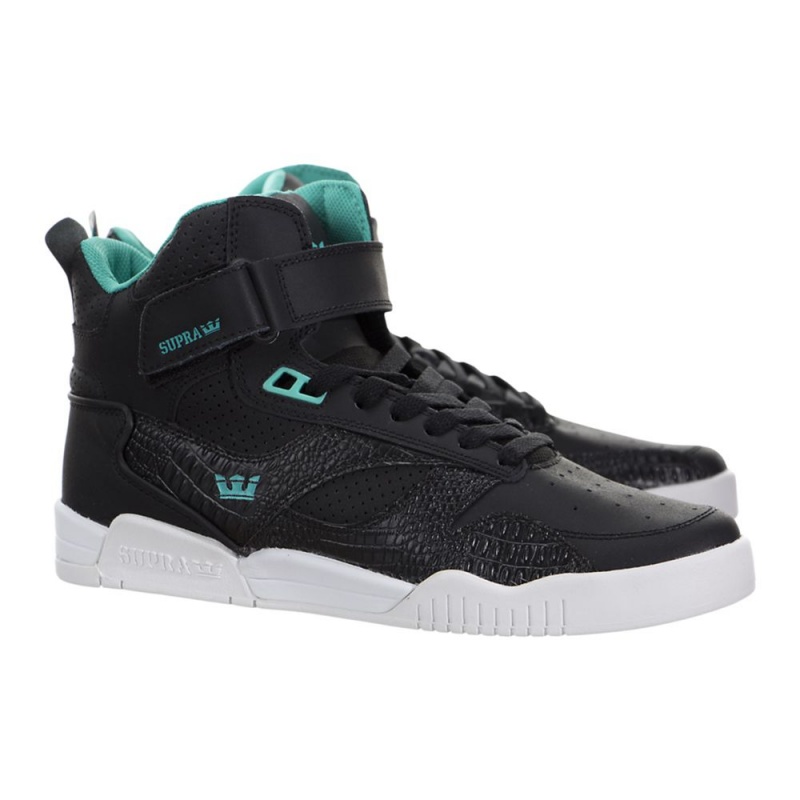 Supra Bleeker Men's High Tops Black Turquoise | RQY-156927