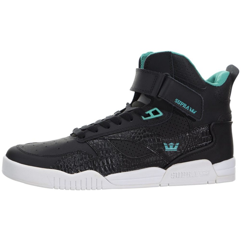 Supra Bleeker Men\'s High Tops Black Turquoise | RQY-156927