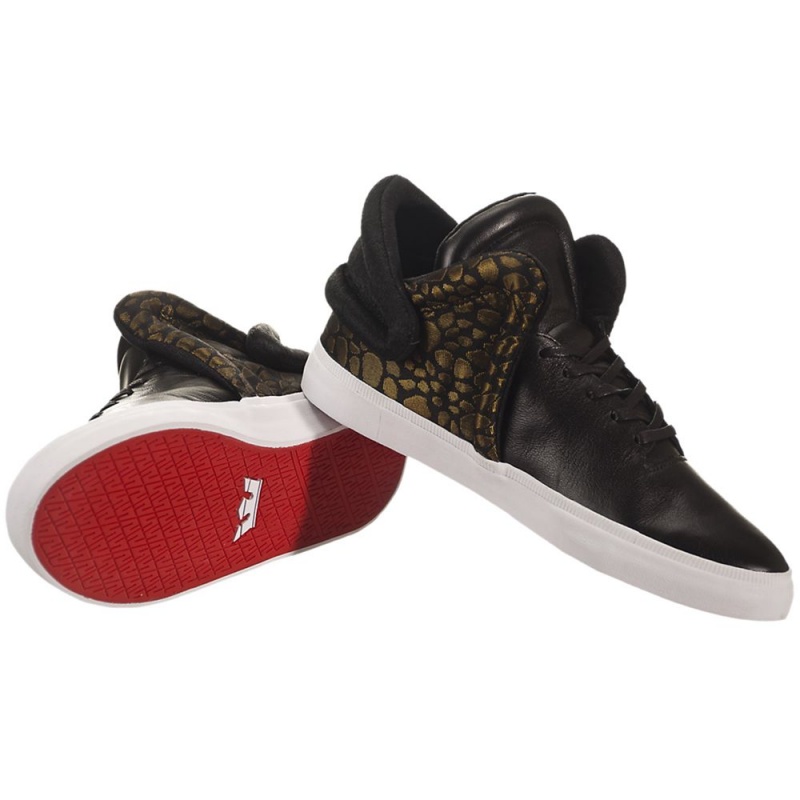 Supra Falcon Men's Sneakers Black Gold | ZUF-516098