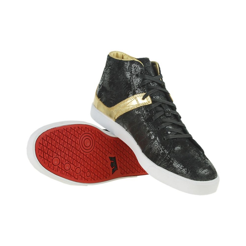 Supra Indy NS Men's Skate Shoes Black Gold | OVK-458617