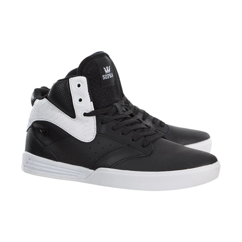 Supra Khan Men's Skate Shoes Black White | SIV-312506