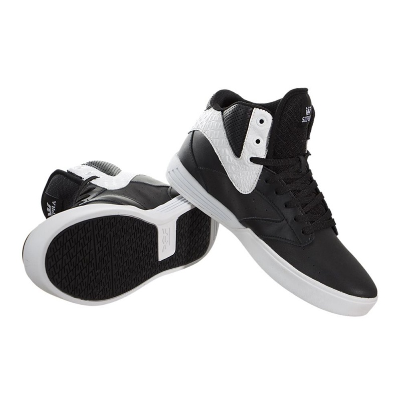 Supra Khan Men's Skate Shoes Black White | SIV-312506