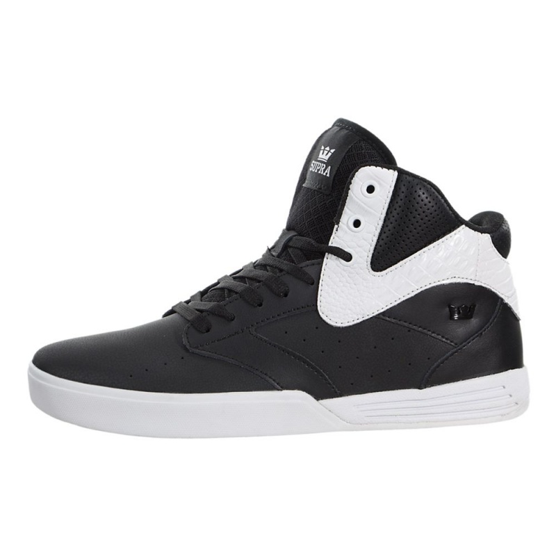 Supra Khan Men\'s Skate Shoes Black White | SIV-312506