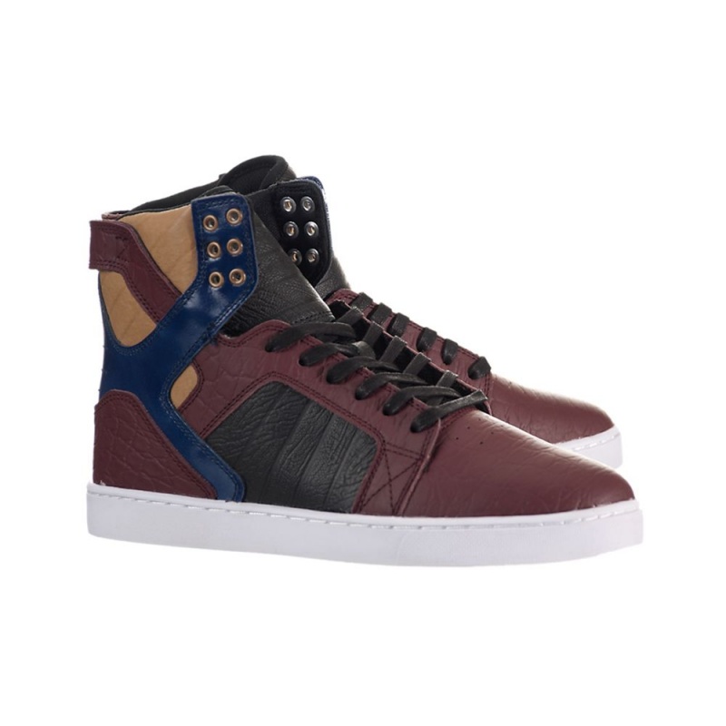 Supra SkyTop LX Men's High Tops Burgundy Navy | DZC-690472