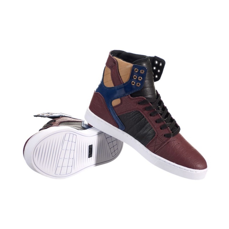 Supra SkyTop LX Men's High Tops Burgundy Navy | DZC-690472