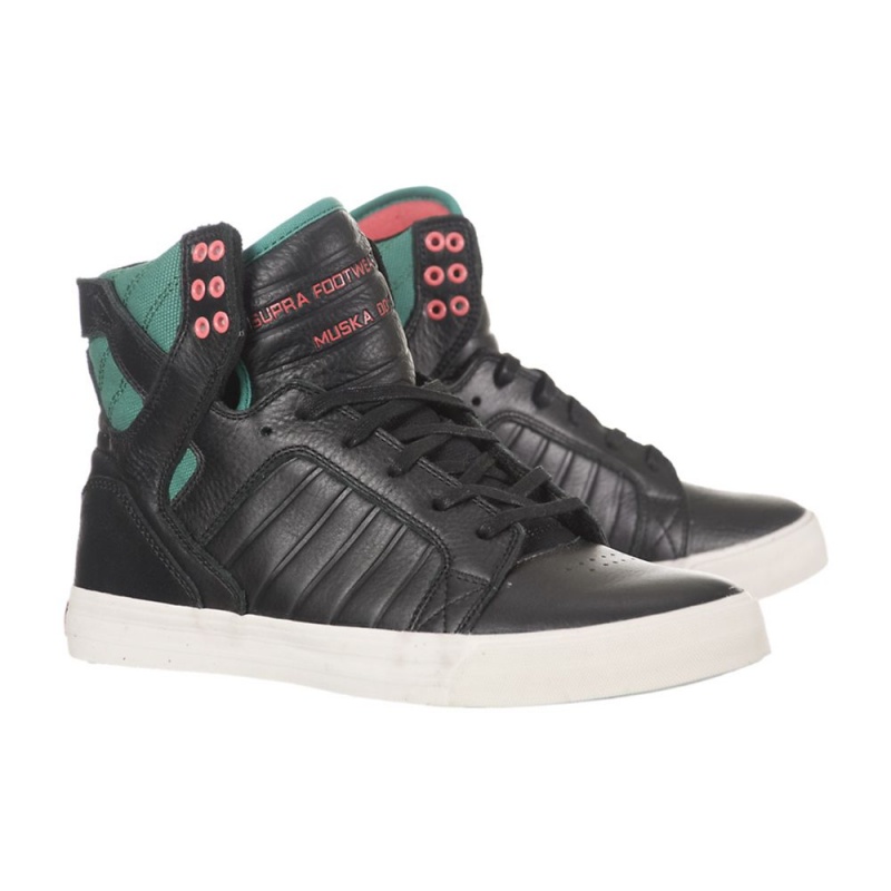 Supra SkyTop Men's High Tops Black Green | VQN-681390