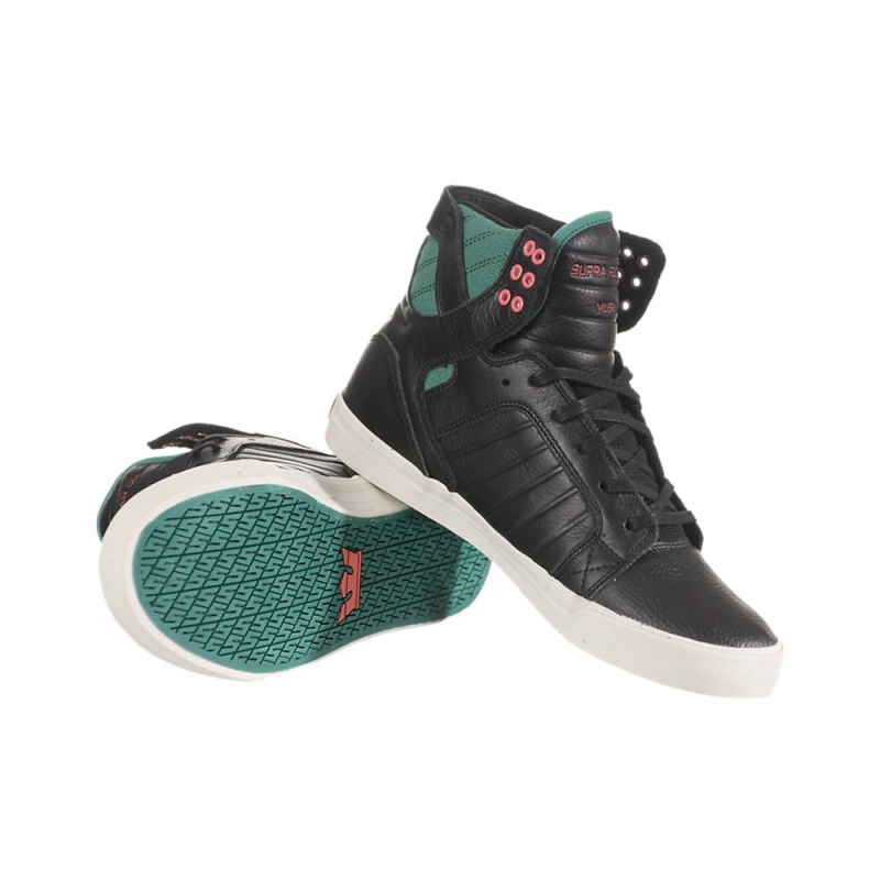 Supra SkyTop Men's High Tops Black Green | VQN-681390