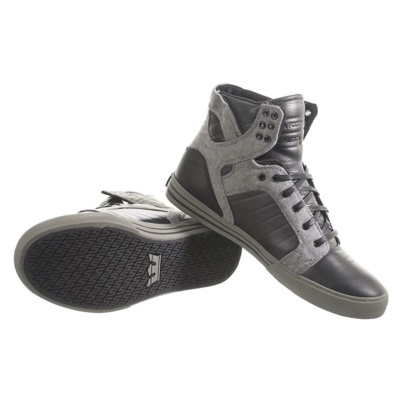 Supra SkyTop Men's High Tops Black Grey | JSV-976251