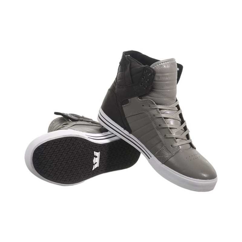 Supra SkyTop Men's High Tops Grey Black | MNB-632759