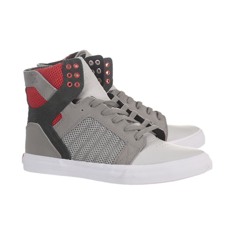 Supra SkyTop Men's High Tops Grey Red | QPK-309418