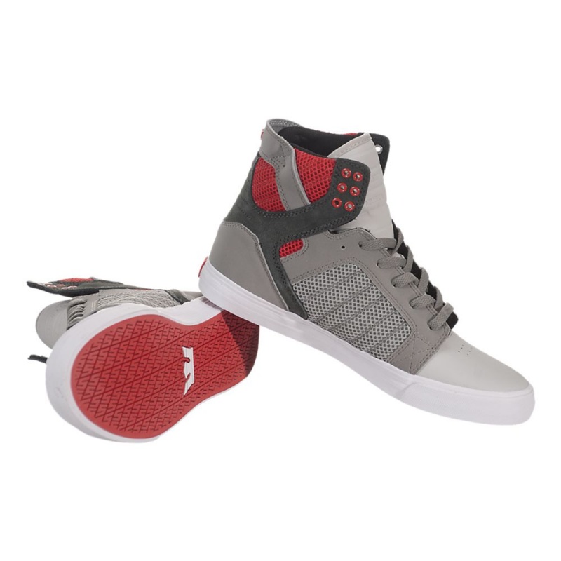 Supra SkyTop Men's High Tops Grey Red | QPK-309418