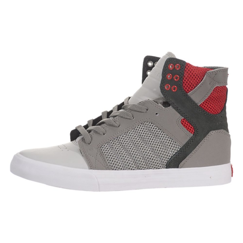 Supra SkyTop Men\'s High Tops Grey Red | QPK-309418