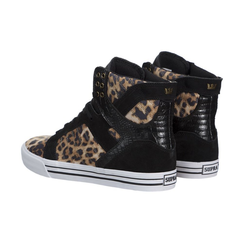 Supra SkyTop Men's High Tops Leopard Black | GQL-769231