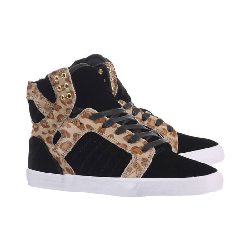 Supra SkyTop Women's High Tops Black Leopard | GFA-601297