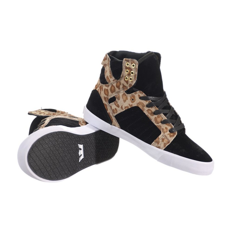 Supra SkyTop Women's High Tops Black Leopard | GFA-601297