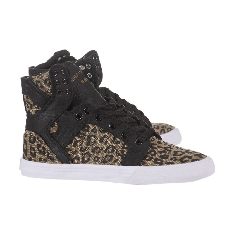 Supra SkyTop Women's High Tops Black Leopard | NAT-627815