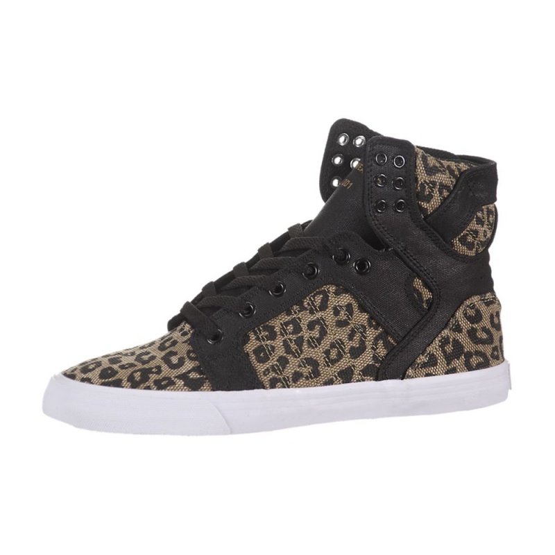 Supra SkyTop Women\'s High Tops Black Leopard | NAT-627815