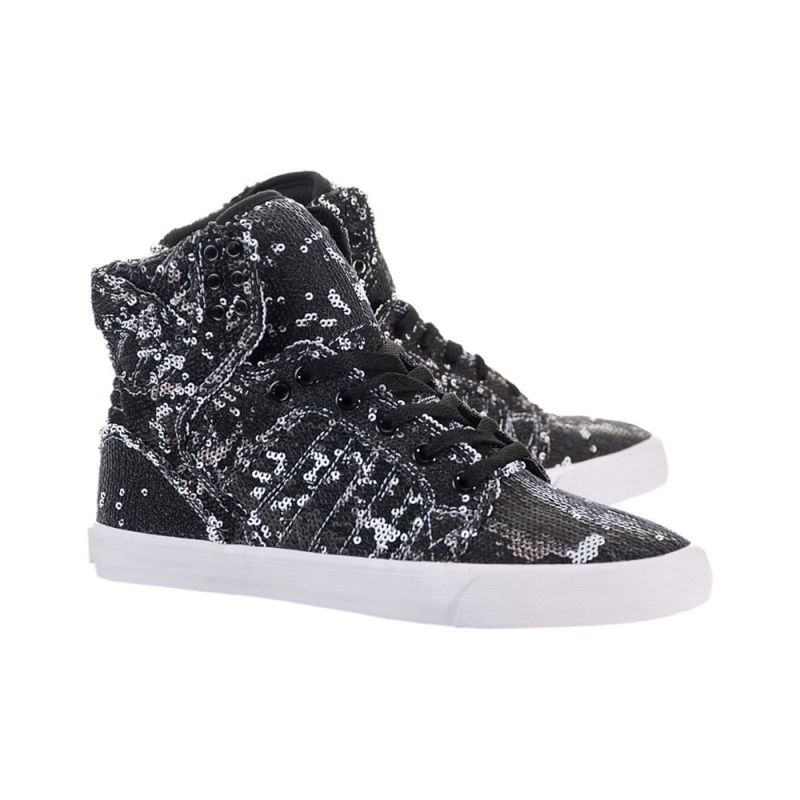 Supra SkyTop Women's High Tops Black White | UXQ-871950