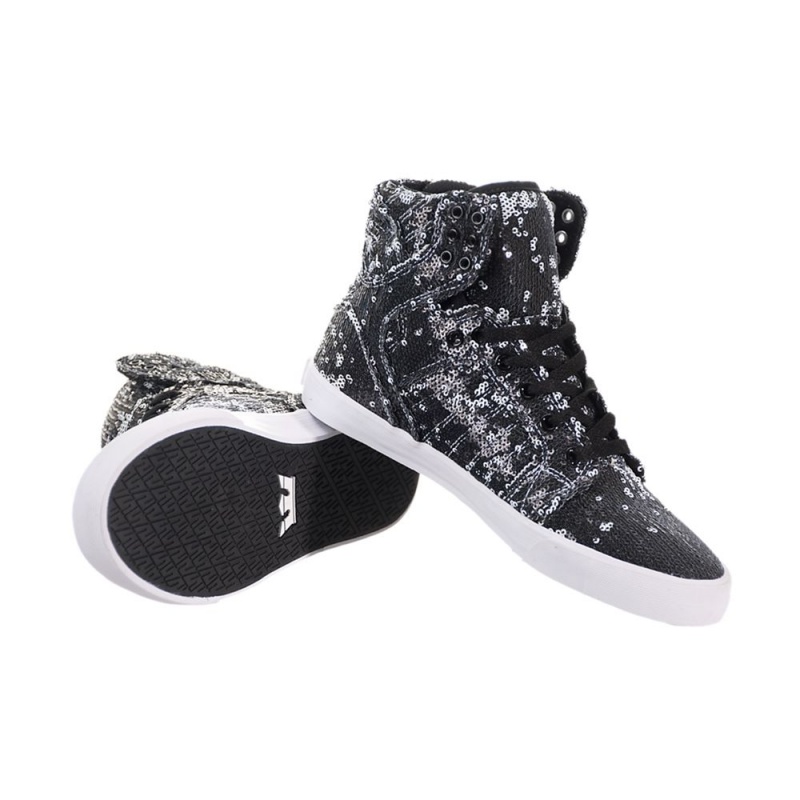 Supra SkyTop Women's High Tops Black White | UXQ-871950