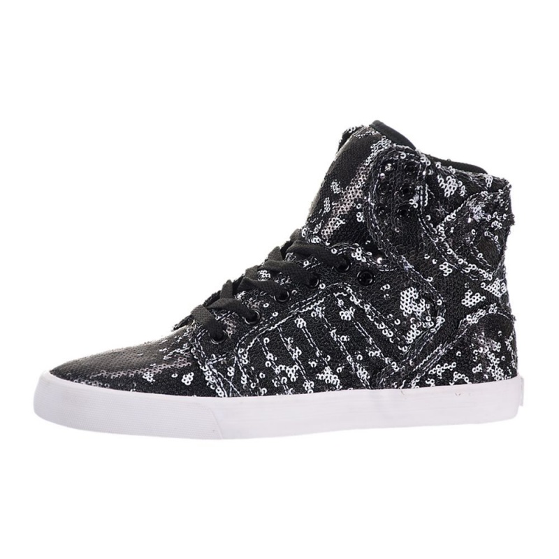 Supra SkyTop Women\'s High Tops Black White | UXQ-871950