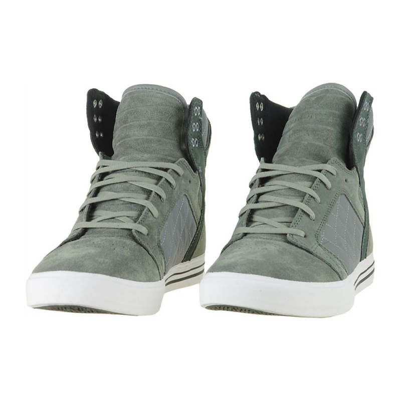 Supra SkyTop Women's High Tops Grey Green | IMO-738215