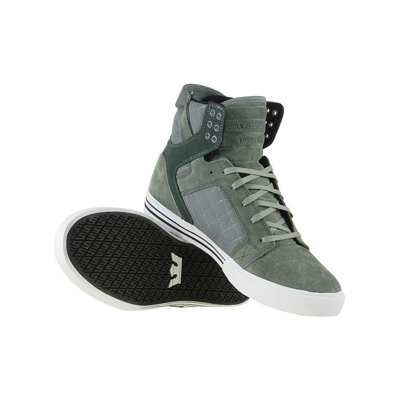 Supra SkyTop Women's High Tops Grey Green | IMO-738215