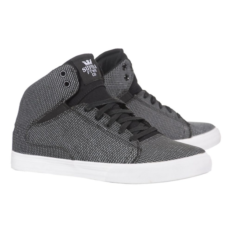 Supra Society Mid Men's Skate Shoes Black White | WZR-720135