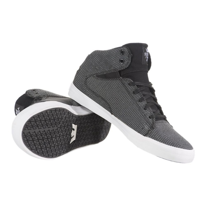 Supra Society Mid Men's Skate Shoes Black White | WZR-720135