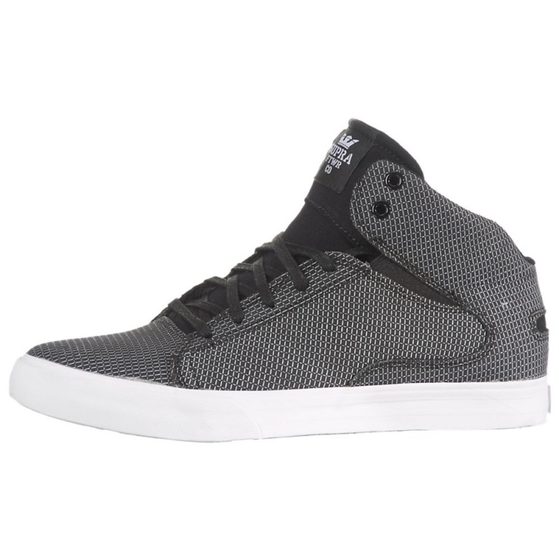 Supra Society Mid Men\'s Skate Shoes Black White | WZR-720135