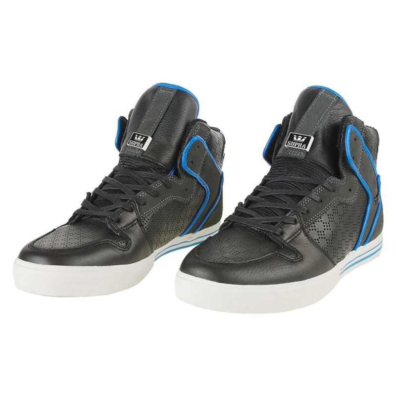 Supra Vaider Men's High Tops Black Blue | ZRB-590841