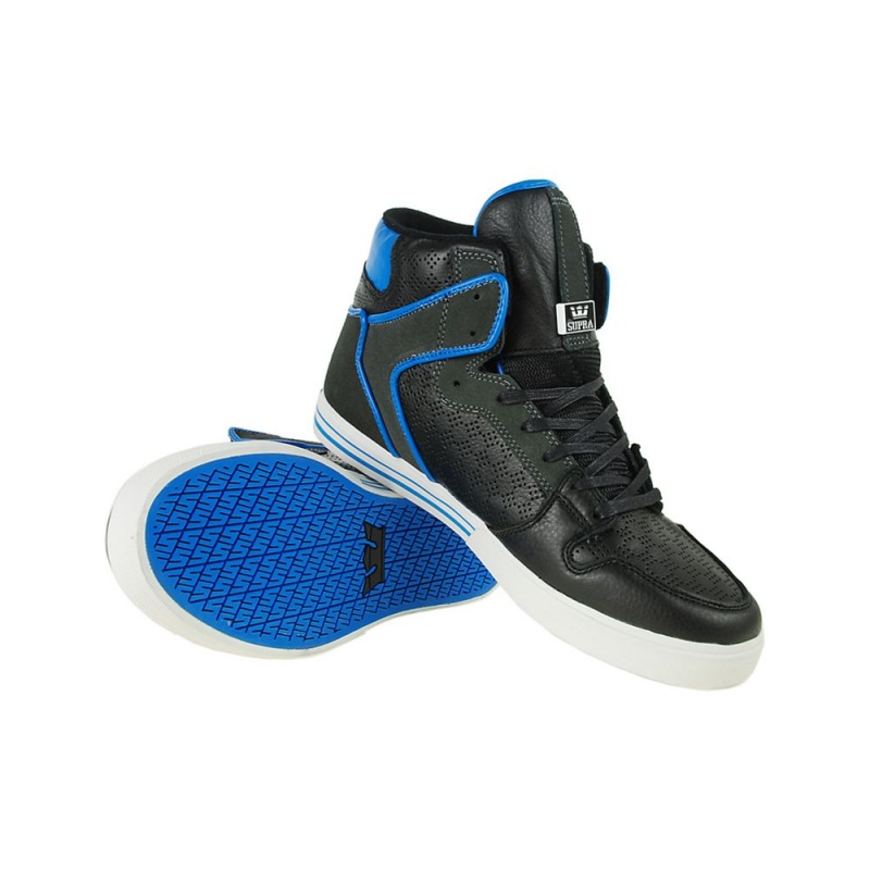 Supra Vaider Men's High Tops Black Blue | ZRB-590841