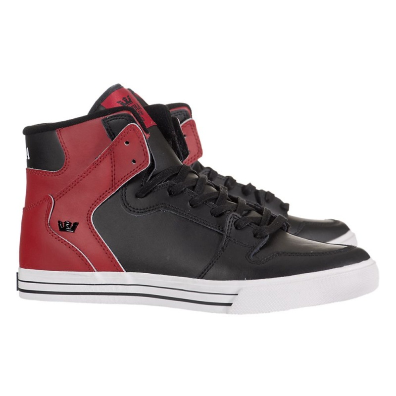 Supra Vaider Men's High Tops Black Burgundy | ISP-764235