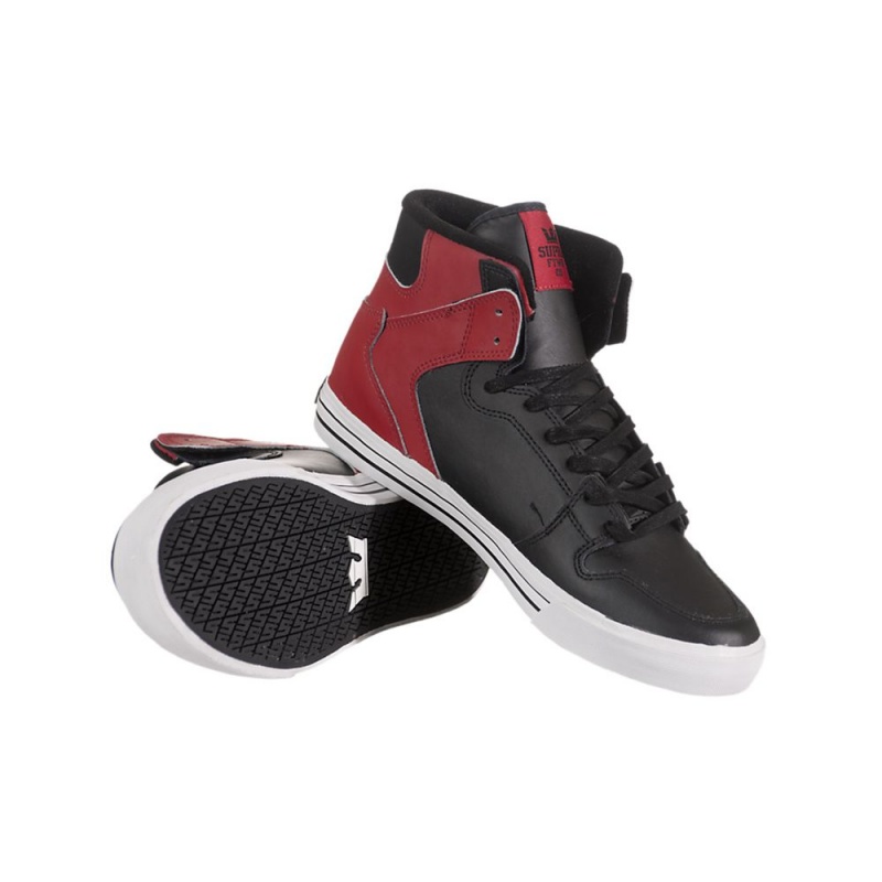 Supra Vaider Men's High Tops Black Burgundy | ISP-764235