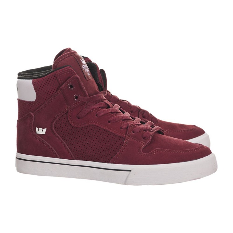 Supra Vaider Men's High Tops Burgundy White | TRM-247109