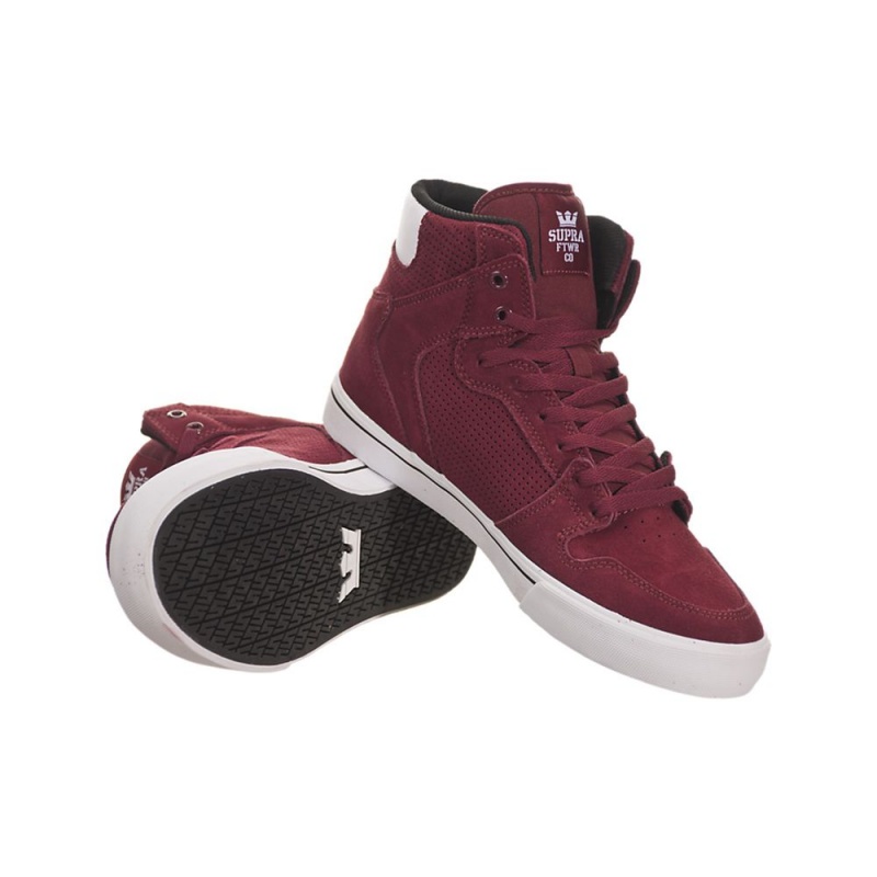 Supra Vaider Men's High Tops Burgundy White | TRM-247109