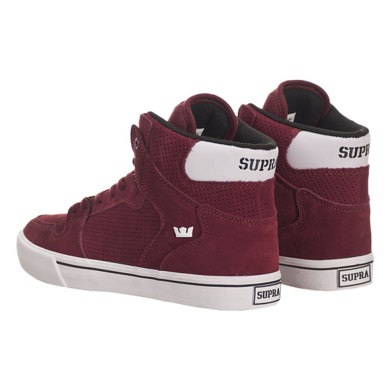 Supra Vaider Men's High Tops Burgundy White | TRM-247109