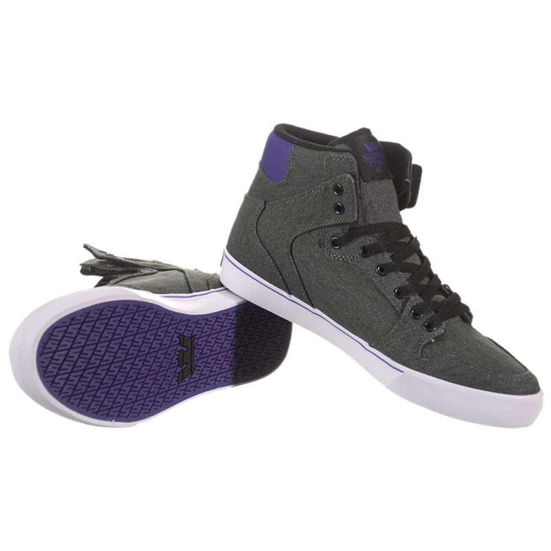 Supra Vaider Men's High Tops Grey Purple | QPW-564301