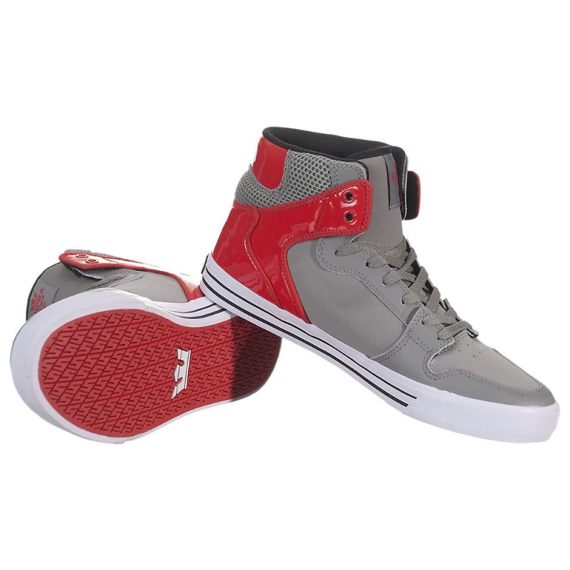 Supra Vaider Men's High Tops Grey Red | ETX-918230